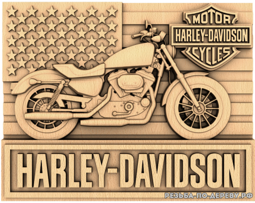 Резное панно Harley-Davidson (1)  из дерева